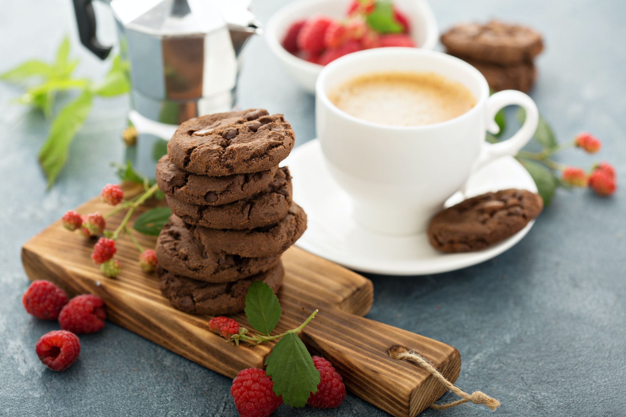 Chocolate cookies with coffee